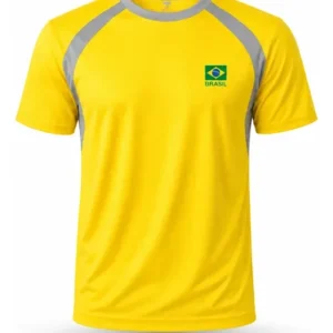Camiseta Brasil Torcedor Malha Dry Copa Masculina Feminina Amarela E Cinza Brasil G